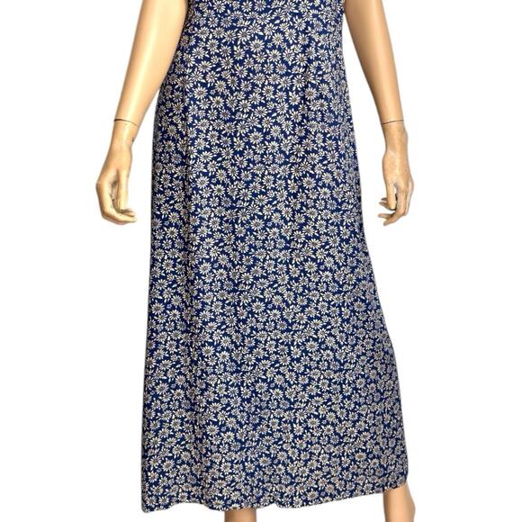 Vintage Y2k 90s Ditsy Floral Boho Maxi Dress 14 Sleeveles Dark Cottagecore Fairy - Picture 4 of 15